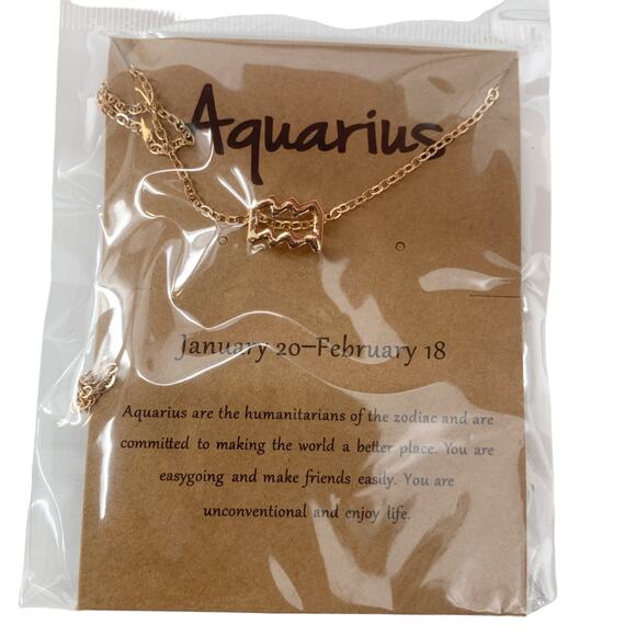 2/$30 Astrology Necklace Aquarius Gold Tone Constellation Necklace Gift Simple - Picture 5 of 6